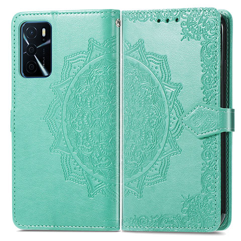 Funda de Cuero Cartera con Soporte Patron de Moda Carcasa para Oppo A16s Verde