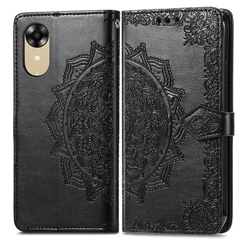 Funda de Cuero Cartera con Soporte Patron de Moda Carcasa para Oppo A17K Negro