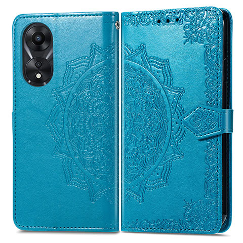 Funda de Cuero Cartera con Soporte Patron de Moda Carcasa para Oppo A18 Azul