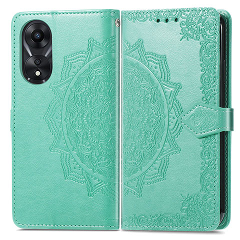 Funda de Cuero Cartera con Soporte Patron de Moda Carcasa para Oppo A38 Verde