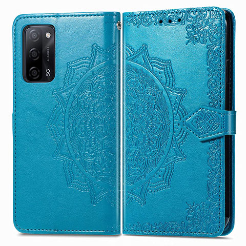 Funda de Cuero Cartera con Soporte Patron de Moda Carcasa para Oppo A53s 5G Azul