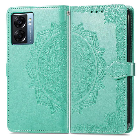 Funda de Cuero Cartera con Soporte Patron de Moda Carcasa para Oppo A56S 5G Verde