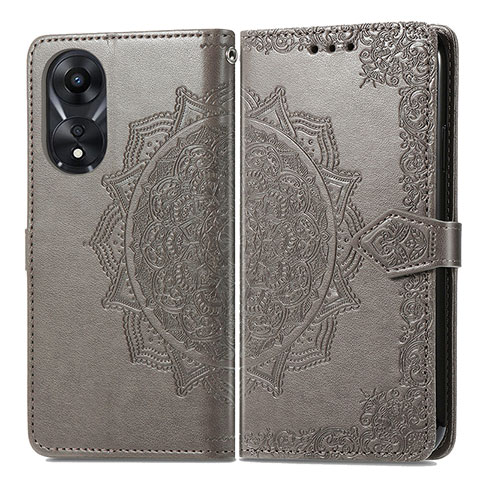 Funda de Cuero Cartera con Soporte Patron de Moda Carcasa para Oppo A58 4G Gris