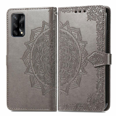 Funda de Cuero Cartera con Soporte Patron de Moda Carcasa para Oppo A74 4G Gris