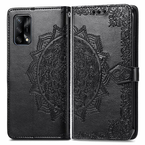 Funda de Cuero Cartera con Soporte Patron de Moda Carcasa para Oppo A74 4G Negro