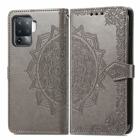 Funda de Cuero Cartera con Soporte Patron de Moda Carcasa para Oppo A94 4G Gris