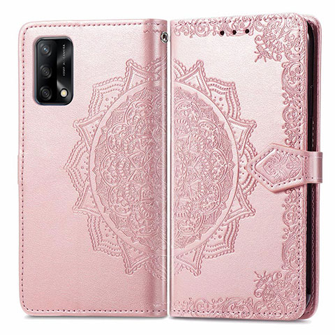 Funda de Cuero Cartera con Soporte Patron de Moda Carcasa para Oppo A95 4G Oro Rosa