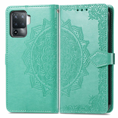 Funda de Cuero Cartera con Soporte Patron de Moda Carcasa para Oppo F19 Pro Verde