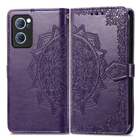 Funda de Cuero Cartera con Soporte Patron de Moda Carcasa para Oppo F21 Pro 4G Morado