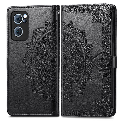 Funda de Cuero Cartera con Soporte Patron de Moda Carcasa para Oppo F21 Pro 4G Negro