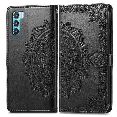 Funda de Cuero Cartera con Soporte Patron de Moda Carcasa para Oppo K9 Pro 5G Negro