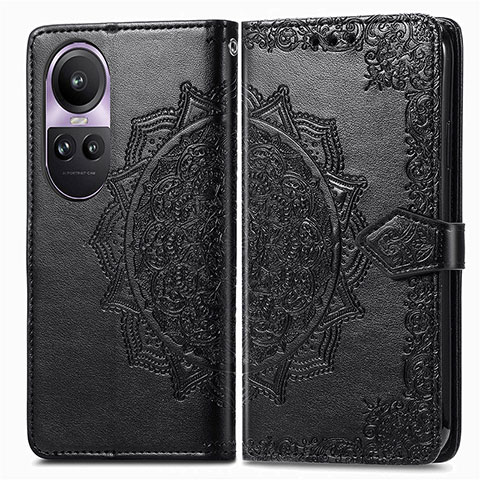 Funda de Cuero Cartera con Soporte Patron de Moda Carcasa para Oppo Reno10 5G Negro