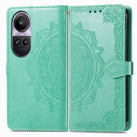 Funda de Cuero Cartera con Soporte Patron de Moda Carcasa para Oppo Reno10 Pro 5G Verde