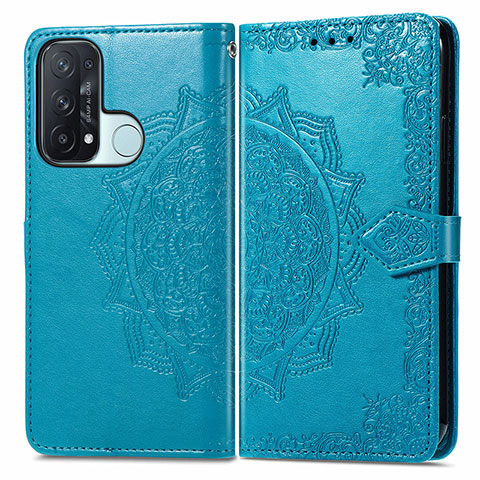 Funda de Cuero Cartera con Soporte Patron de Moda Carcasa para Oppo Reno5 A Azul