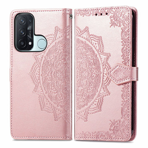 Funda de Cuero Cartera con Soporte Patron de Moda Carcasa para Oppo Reno5 A Oro Rosa