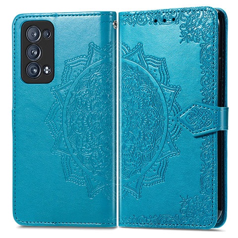 Funda de Cuero Cartera con Soporte Patron de Moda Carcasa para Oppo Reno6 Pro 5G Azul