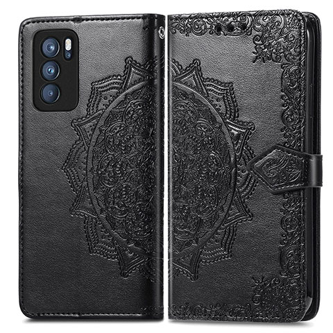 Funda de Cuero Cartera con Soporte Patron de Moda Carcasa para Oppo Reno6 Pro 5G India Negro