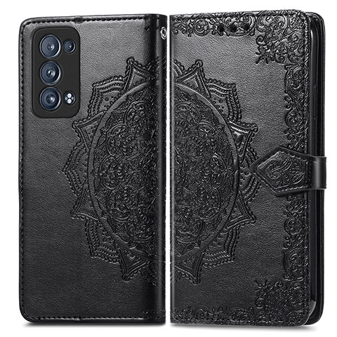 Funda de Cuero Cartera con Soporte Patron de Moda Carcasa para Oppo Reno6 Pro 5G Negro