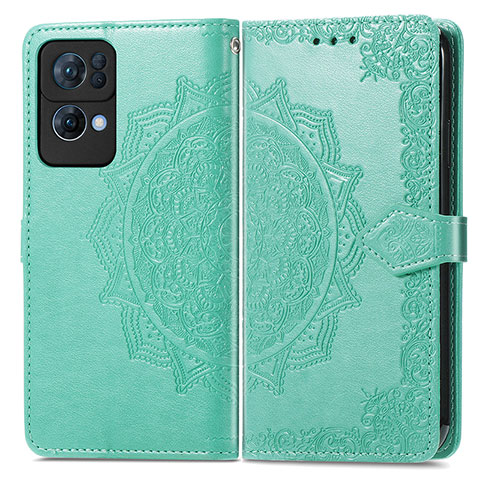 Funda de Cuero Cartera con Soporte Patron de Moda Carcasa para Oppo Reno7 Pro 5G Verde