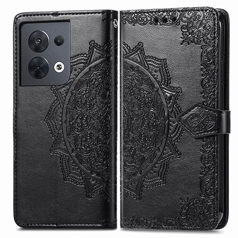 Funda de Cuero Cartera con Soporte Patron de Moda Carcasa para Oppo Reno9 Pro 5G Negro