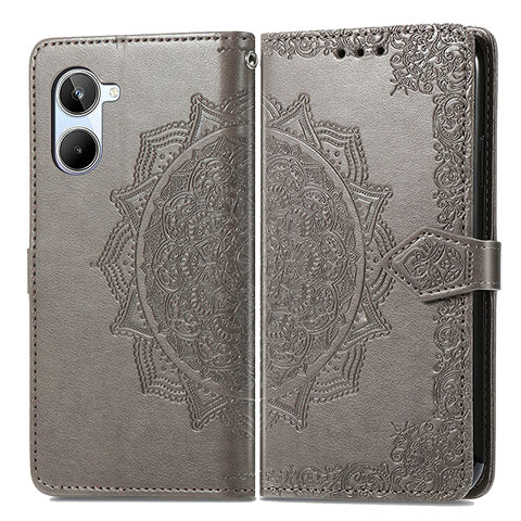 Funda de Cuero Cartera con Soporte Patron de Moda Carcasa para Realme 10 4G Gris