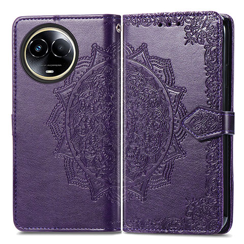 Funda de Cuero Cartera con Soporte Patron de Moda Carcasa para Realme 11 5G Morado