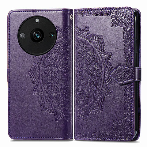 Funda de Cuero Cartera con Soporte Patron de Moda Carcasa para Realme 11 Pro+ Plus 5G Morado