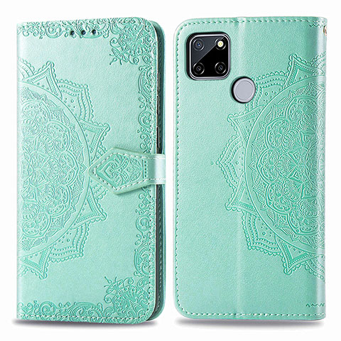 Funda de Cuero Cartera con Soporte Patron de Moda Carcasa para Realme 7i RMX2193 Verde