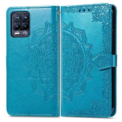 Funda de Cuero Cartera con Soporte Patron de Moda Carcasa para Realme 8 4G Azul