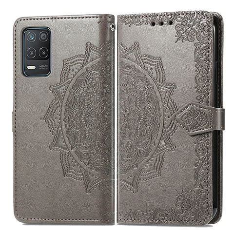 Funda de Cuero Cartera con Soporte Patron de Moda Carcasa para Realme 8 5G Gris