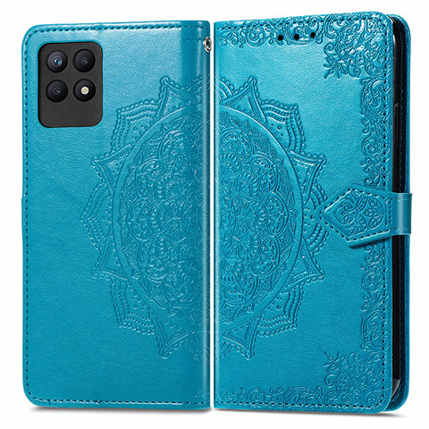 Funda de Cuero Cartera con Soporte Patron de Moda Carcasa para Realme 8i Azul