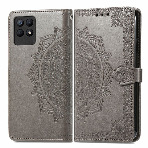 Funda de Cuero Cartera con Soporte Patron de Moda Carcasa para Realme 8i Gris