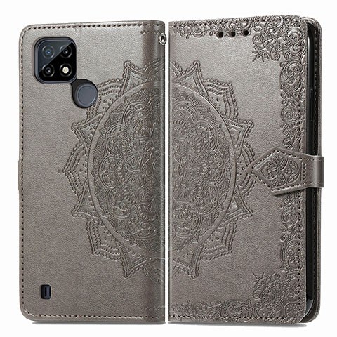 Funda de Cuero Cartera con Soporte Patron de Moda Carcasa para Realme C21Y Gris