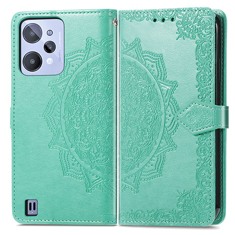 Funda de Cuero Cartera con Soporte Patron de Moda Carcasa para Realme C31 Verde