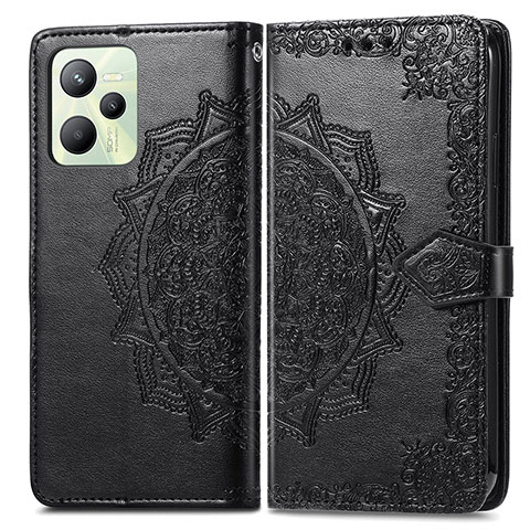 Funda de Cuero Cartera con Soporte Patron de Moda Carcasa para Realme C35 Negro