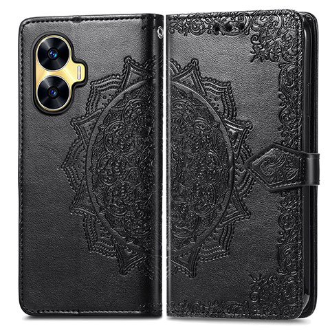 Funda de Cuero Cartera con Soporte Patron de Moda Carcasa para Realme C55 Negro