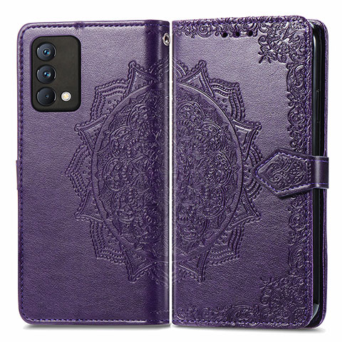 Funda de Cuero Cartera con Soporte Patron de Moda Carcasa para Realme GT Master 5G Morado