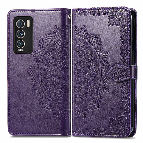 Funda de Cuero Cartera con Soporte Patron de Moda Carcasa para Realme GT Master Explorer 5G Morado