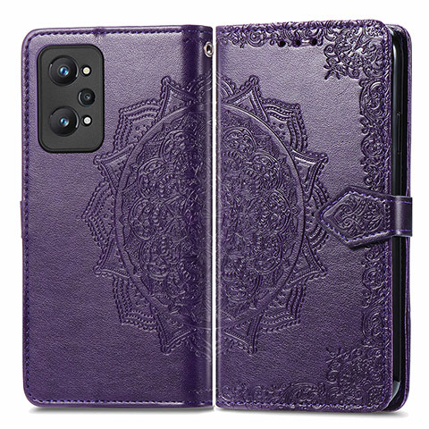 Funda de Cuero Cartera con Soporte Patron de Moda Carcasa para Realme GT Neo2 5G Morado