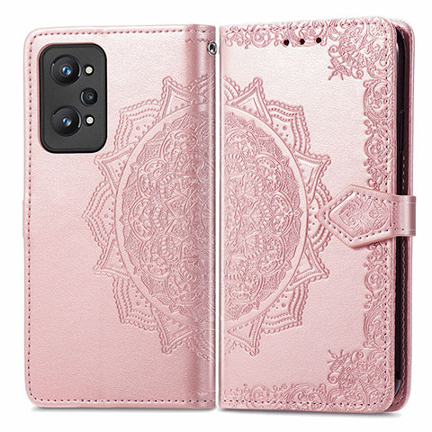 Funda de Cuero Cartera con Soporte Patron de Moda Carcasa para Realme GT Neo2 5G Oro Rosa