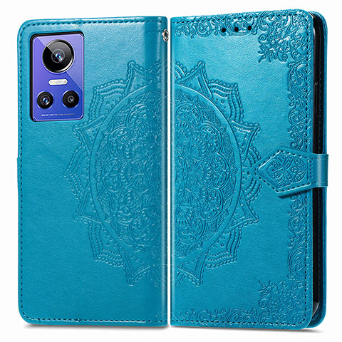 Funda de Cuero Cartera con Soporte Patron de Moda Carcasa para Realme GT Neo3 5G Azul