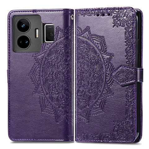 Funda de Cuero Cartera con Soporte Patron de Moda Carcasa para Realme GT Neo5 240W 5G Morado