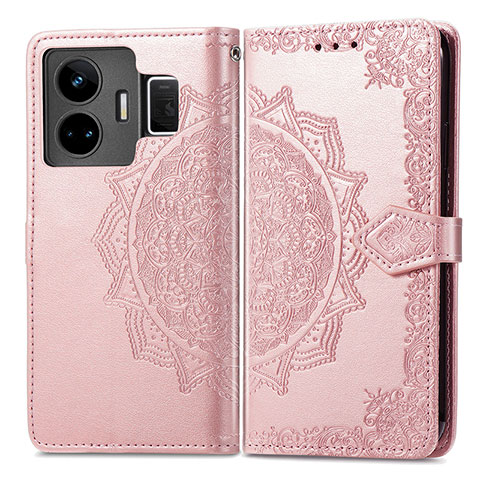 Funda de Cuero Cartera con Soporte Patron de Moda Carcasa para Realme GT Neo5 5G Oro Rosa