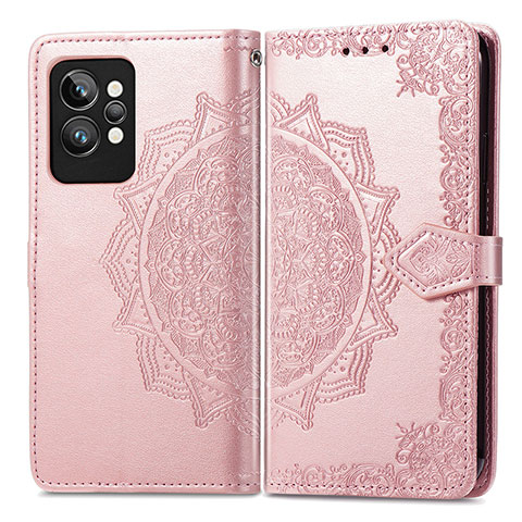 Funda de Cuero Cartera con Soporte Patron de Moda Carcasa para Realme GT2 Pro 5G Morado