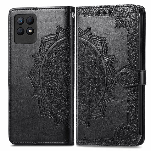 Funda de Cuero Cartera con Soporte Patron de Moda Carcasa para Realme Narzo 50 4G Negro