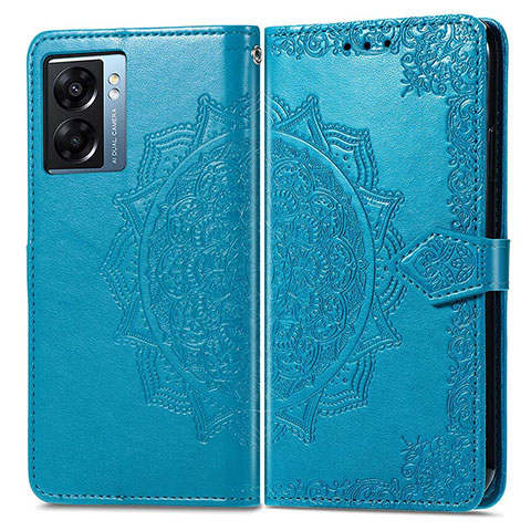 Funda de Cuero Cartera con Soporte Patron de Moda Carcasa para Realme Narzo 50 5G Azul