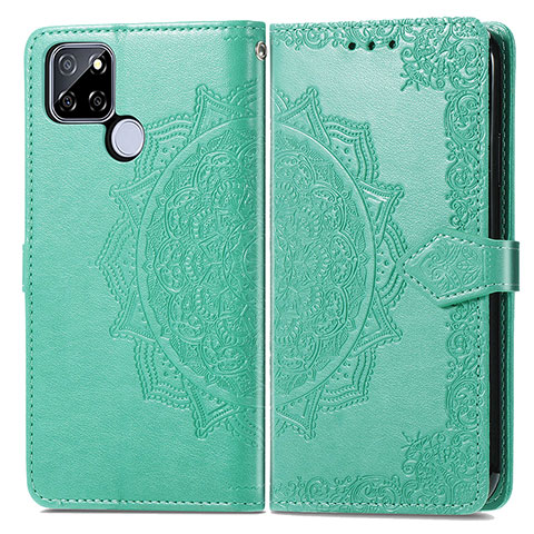 Funda de Cuero Cartera con Soporte Patron de Moda Carcasa para Realme Q2i 5G Verde