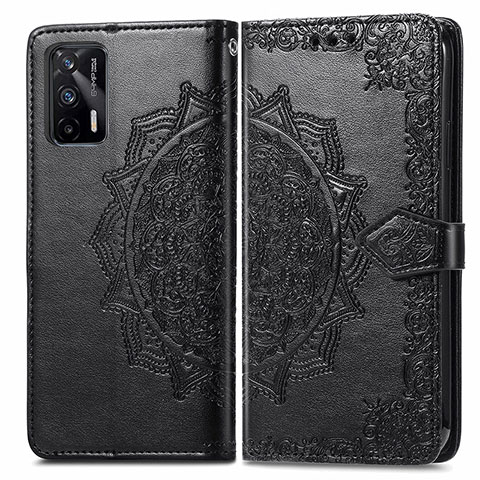 Funda de Cuero Cartera con Soporte Patron de Moda Carcasa para Realme Q3 Pro 5G Negro