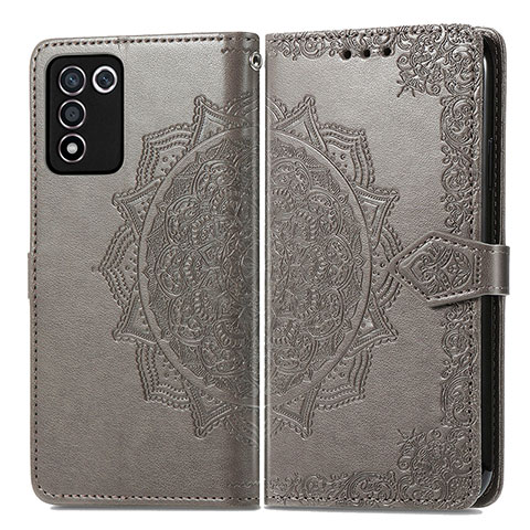 Funda de Cuero Cartera con Soporte Patron de Moda Carcasa para Realme Q3s 5G Gris