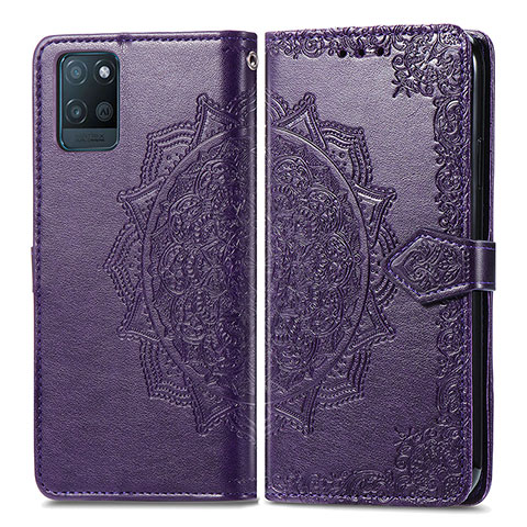 Funda de Cuero Cartera con Soporte Patron de Moda Carcasa para Realme V11 5G Morado